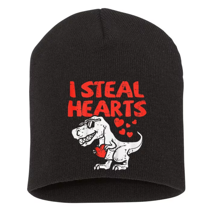 I Steal Hearts Trex Dino Baby Valentines Day Short Acrylic Beanie