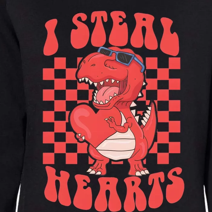 I Steal Hearts Dinosaur Valentines Womens California Wash Sweatshirt