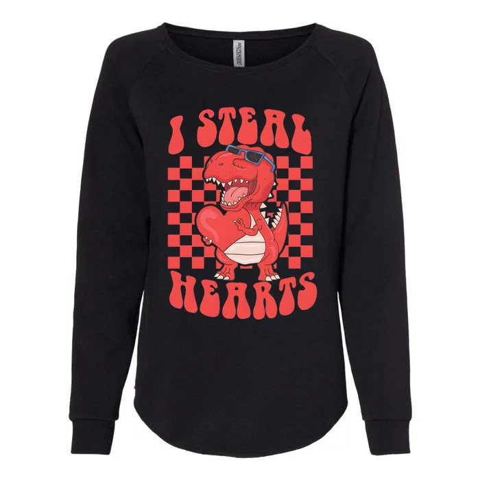 I Steal Hearts Dinosaur Valentines Womens California Wash Sweatshirt