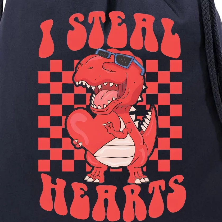 I Steal Hearts Dinosaur Valentines Drawstring Bag