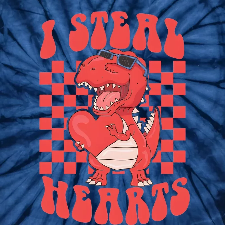 I Steal Hearts Dinosaur Valentines Tie-Dye T-Shirt