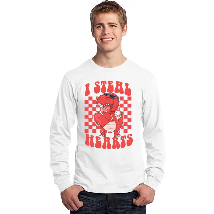 I Steal Hearts Dinosaur Valentines Tall Long Sleeve T-Shirt