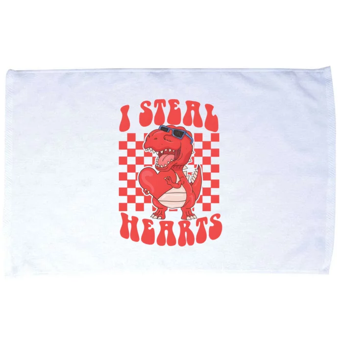 I Steal Hearts Dinosaur Valentines Microfiber Hand Towel