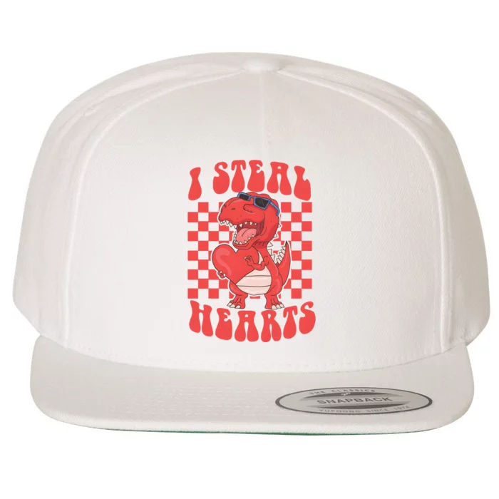 I Steal Hearts Dinosaur Valentines Wool Snapback Cap