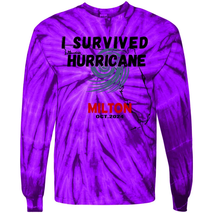 I Survived Hurricane Milton Oct 2024 Tie-Dye Long Sleeve Shirt