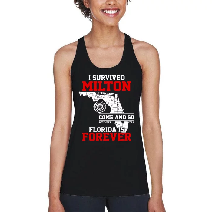 I Survived Hurricane Milton 2024 Florida Is Forever Women's Racerback Tank