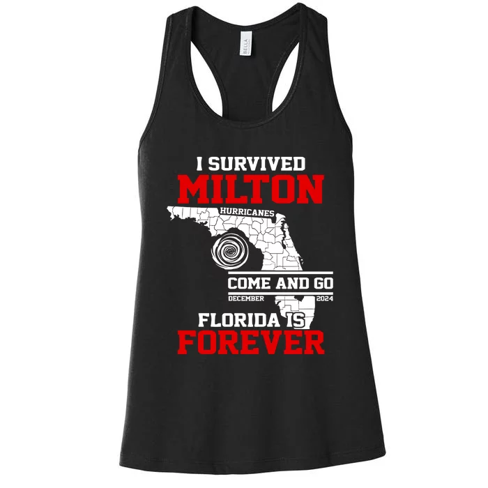 I Survived Hurricane Milton 2024 Florida Is Forever Women's Racerback Tank