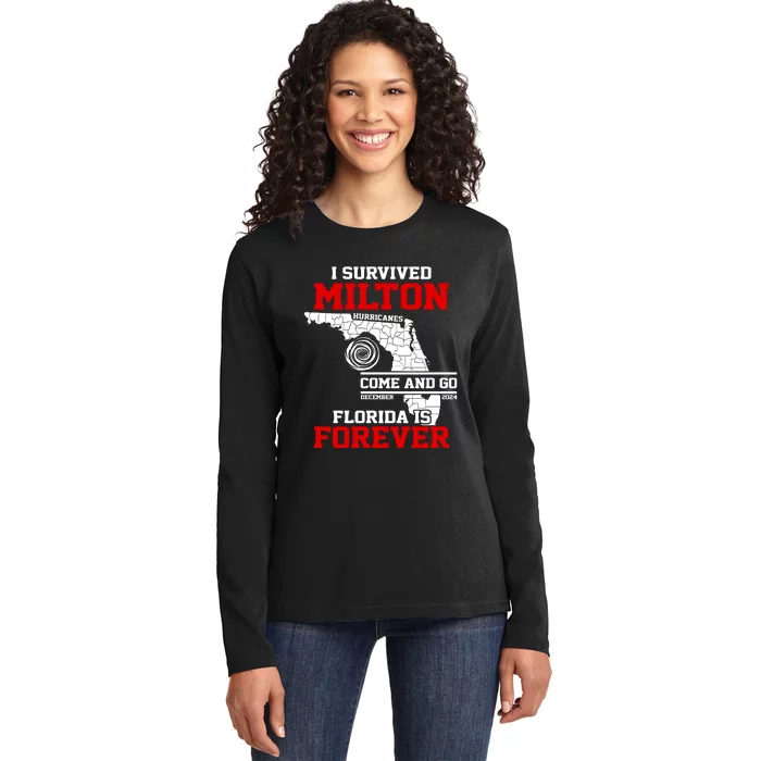 I Survived Hurricane Milton 2024 Florida Is Forever Ladies Long Sleeve Shirt