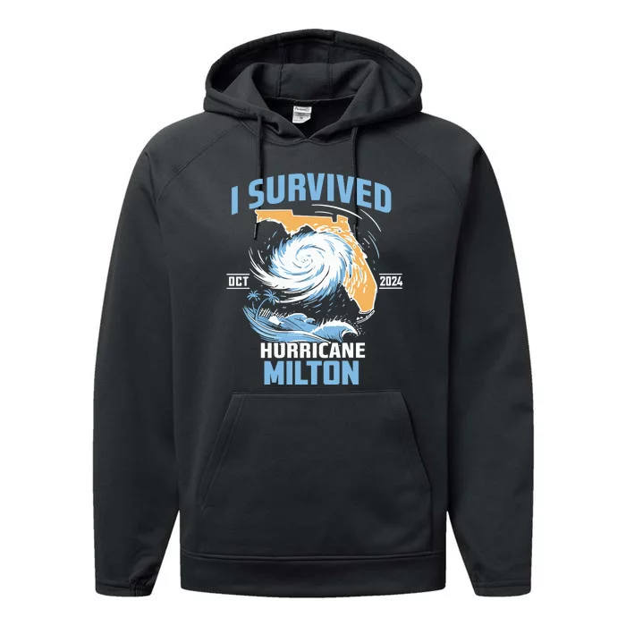 I Survived Hurricane Milton Florida Hurricane Oct 2024 Performance Fleece Hoodie