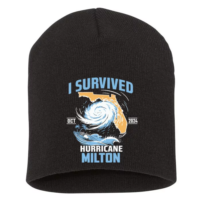 I Survived Hurricane Milton Florida Hurricane Oct 2024 Short Acrylic Beanie