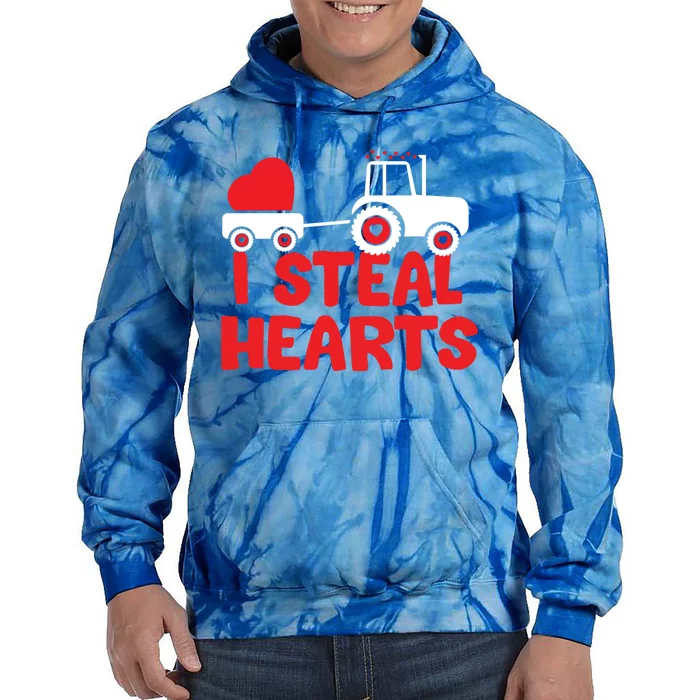 I Steal Hearts Dinosaur Valentines Day Toddle Gift Tie Dye Hoodie