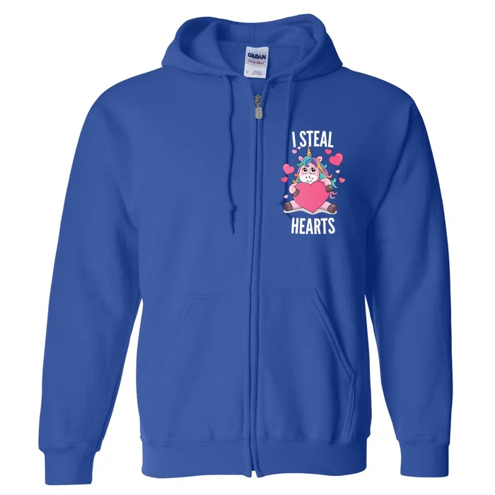 I Steal Hearts Unicorn Lover Valentine's Day Hearts Gift Full Zip Hoodie