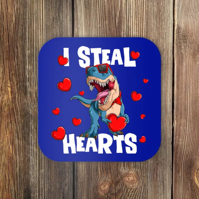 I Steal Hearts Dinosaur Valentines Day Funny Gift Coaster