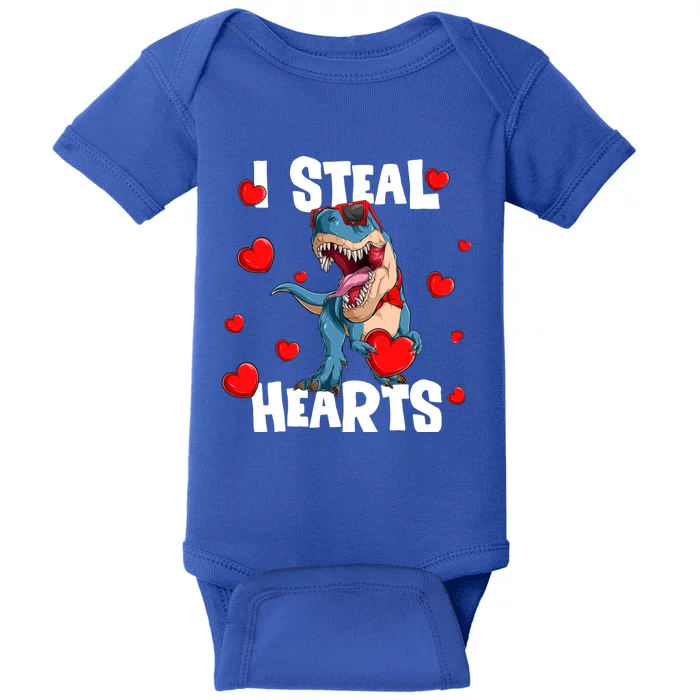 I Steal Hearts Dinosaur Valentines Day Funny Gift Baby Bodysuit