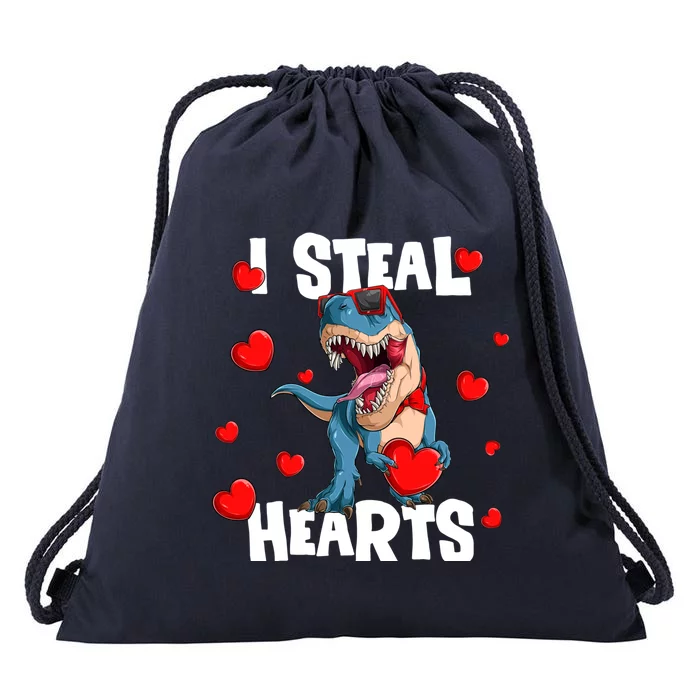 I Steal Hearts Dinosaur Valentines Day Funny Gift Drawstring Bag