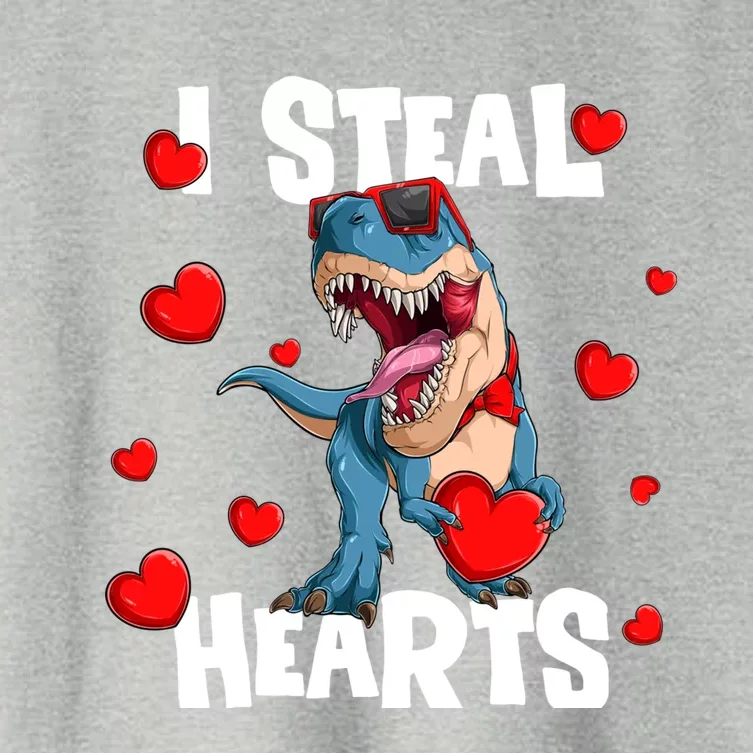 I Steal Hearts Dinosaur Valentines Day Funny Gift Women's Crop Top Tee