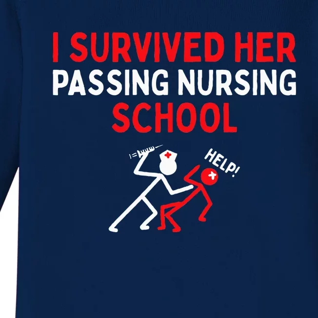 I Survived Her Passing Nursing School Graduate Nurse Baby Long Sleeve Bodysuit