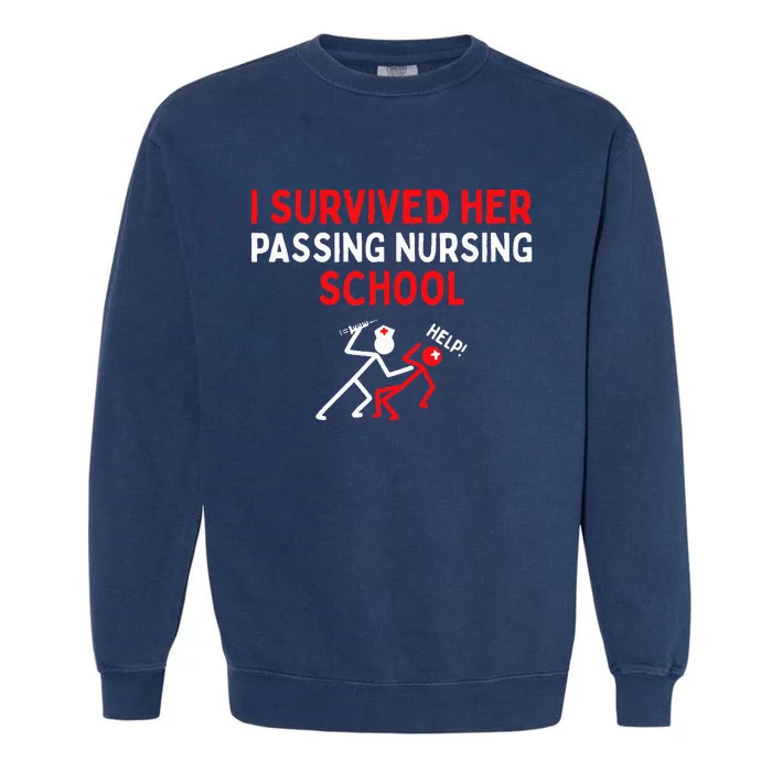 I Survived Her Passing Nursing School Graduate Nurse Garment-Dyed Sweatshirt