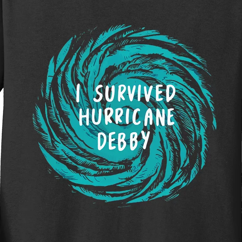 I Survived Hurricane Debby 2024 Florida Kids Long Sleeve Shirt