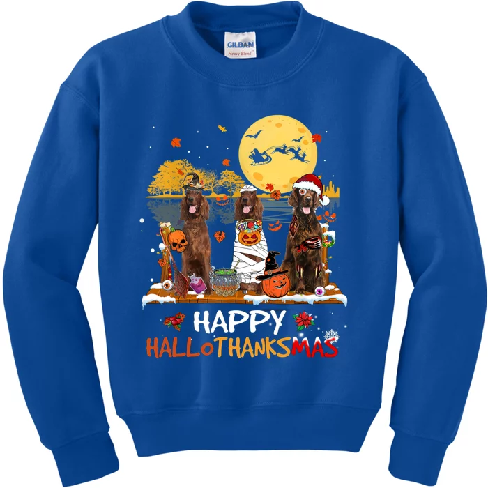 Irish Setter Happy Hallothanksmas Halloween Thanksgiving Gift Kids Sweatshirt