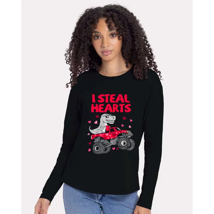 I Steal Hearts Dinosaur Valentines Day Womens Cotton Relaxed Long Sleeve T-Shirt