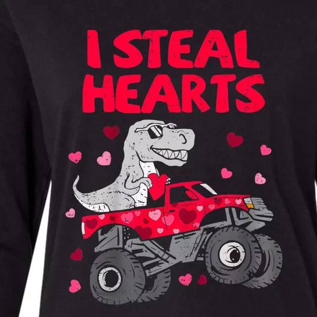 I Steal Hearts Dinosaur Valentines Day Womens Cotton Relaxed Long Sleeve T-Shirt