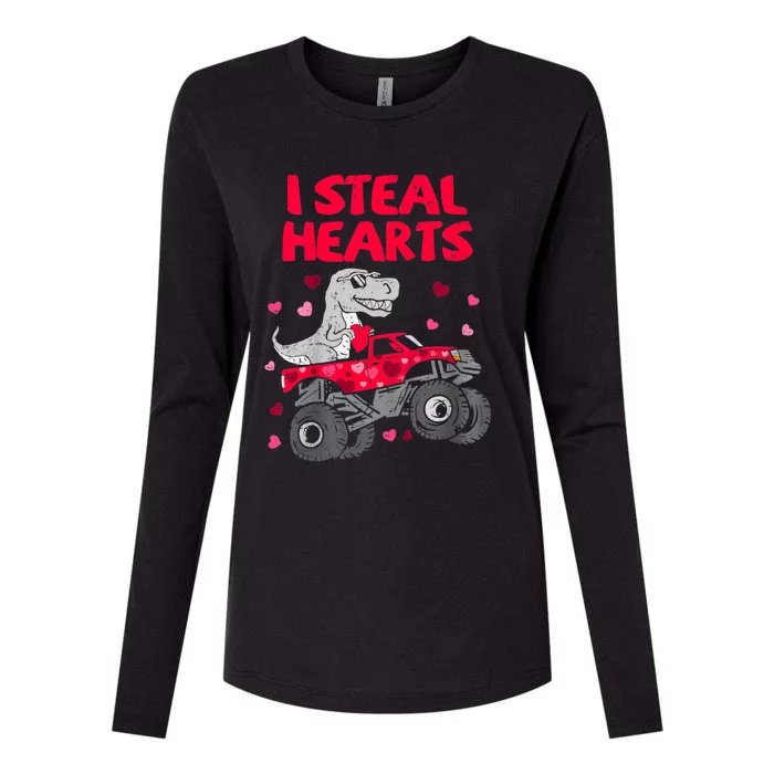 I Steal Hearts Dinosaur Valentines Day Womens Cotton Relaxed Long Sleeve T-Shirt