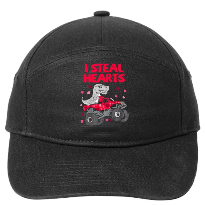 I Steal Hearts Dinosaur Valentines Day 7-Panel Snapback Hat