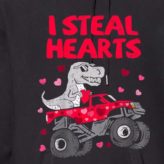 I Steal Hearts Dinosaur Valentines Day Premium Hoodie