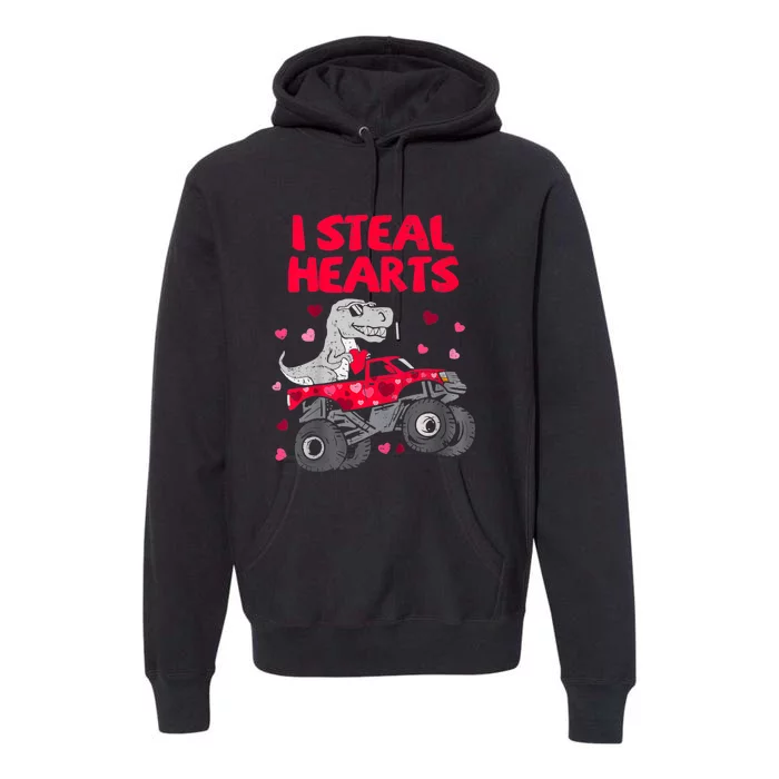 I Steal Hearts Dinosaur Valentines Day Premium Hoodie