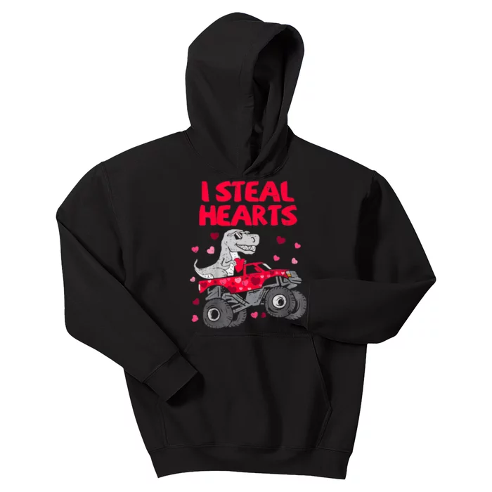 I Steal Hearts Dinosaur Valentines Day Kids Hoodie