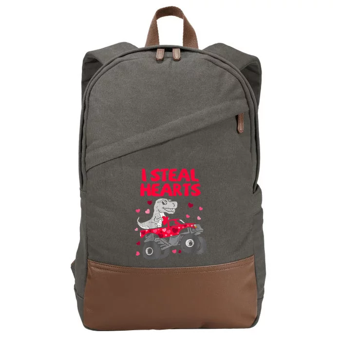 I Steal Hearts Dinosaur Valentines Day Cotton Canvas Backpack