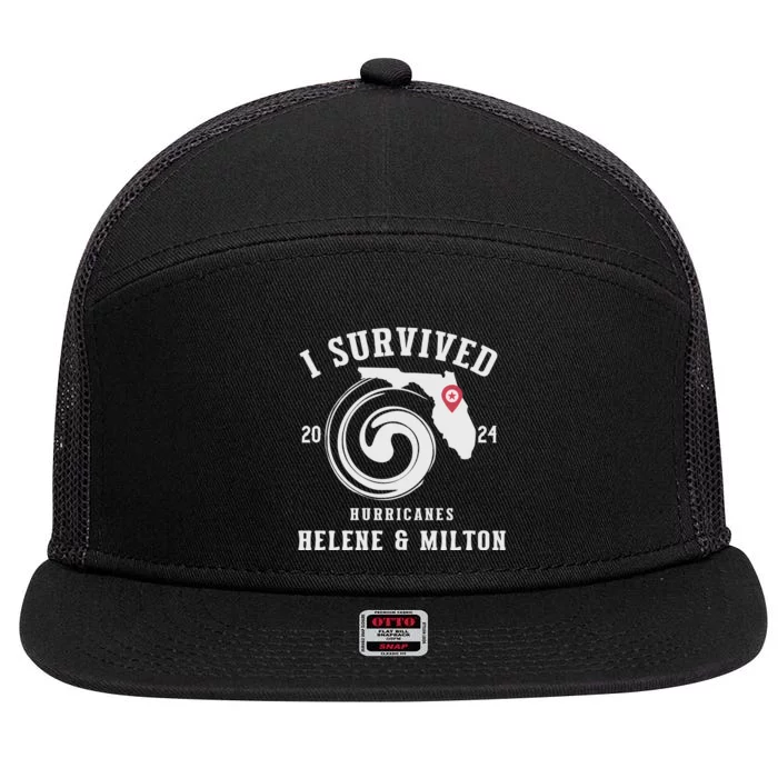 I Survived Hurricane Milton 2024 7 Panel Mesh Trucker Snapback Hat