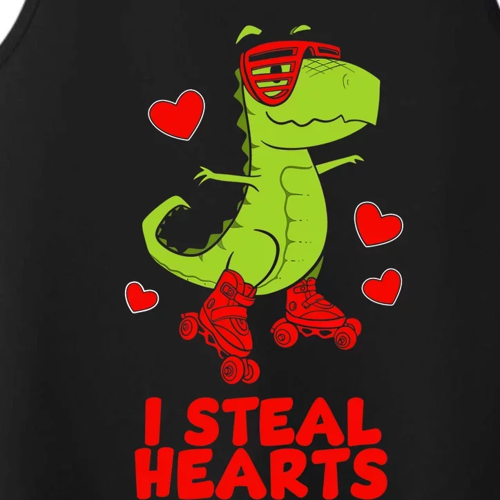 I Steal Hearts Dinosaur Valentines Day Performance Tank