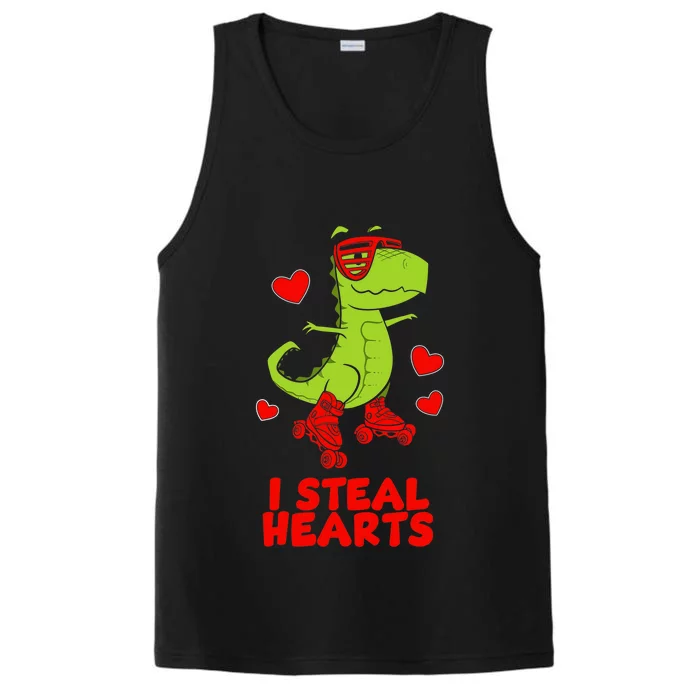 I Steal Hearts Dinosaur Valentines Day Performance Tank