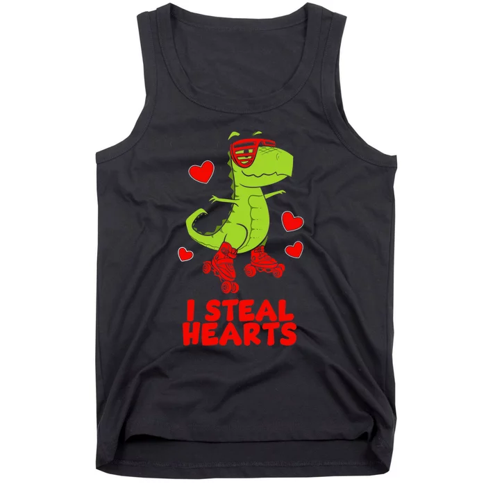 I Steal Hearts Dinosaur Valentines Day Tank Top