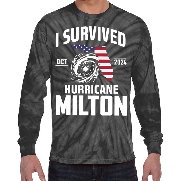 I Survived Hurricane Milton 2024 Tie-Dye Long Sleeve Shirt