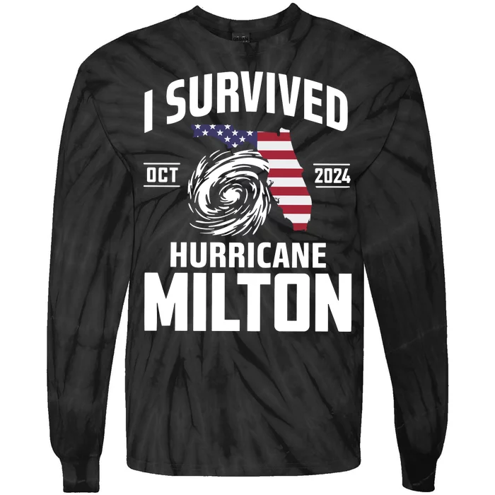 I Survived Hurricane Milton 2024 Tie-Dye Long Sleeve Shirt