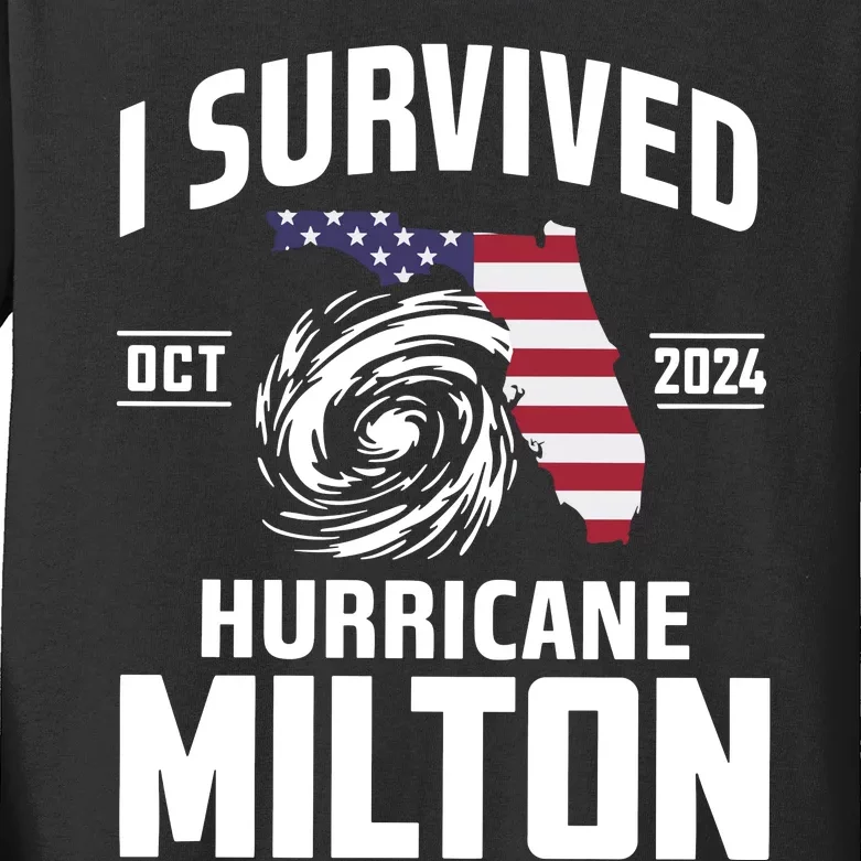 I Survived Hurricane Milton 2024 Kids Long Sleeve Shirt