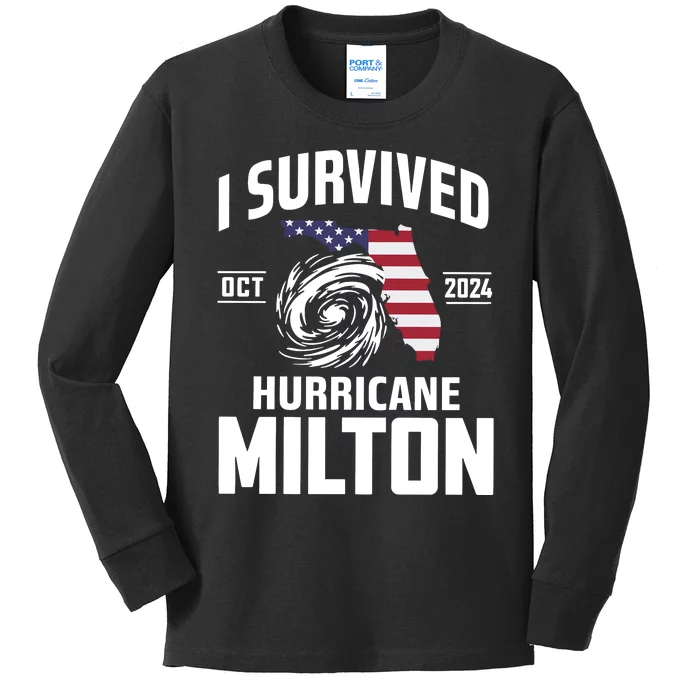 I Survived Hurricane Milton 2024 Kids Long Sleeve Shirt