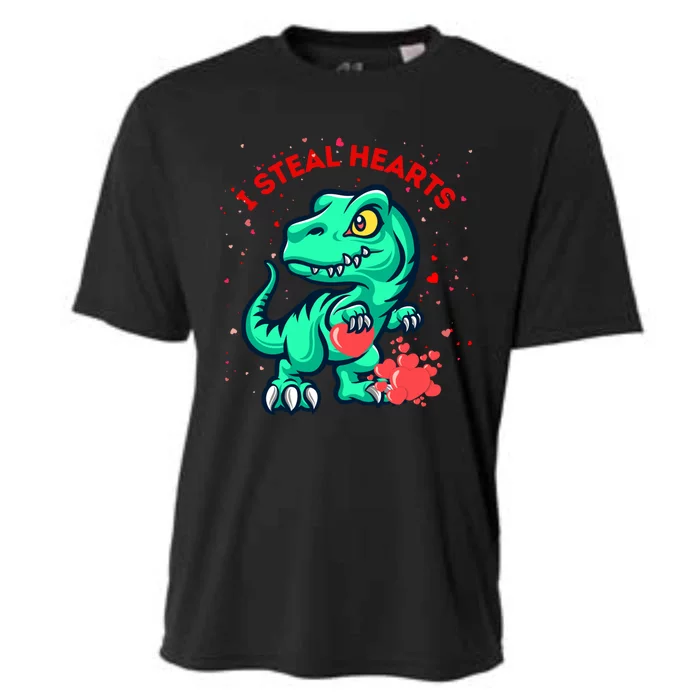 I Steal Hearts Gift Dino Dinosaur Valentines Day Gift Cooling Performance Crew T-Shirt