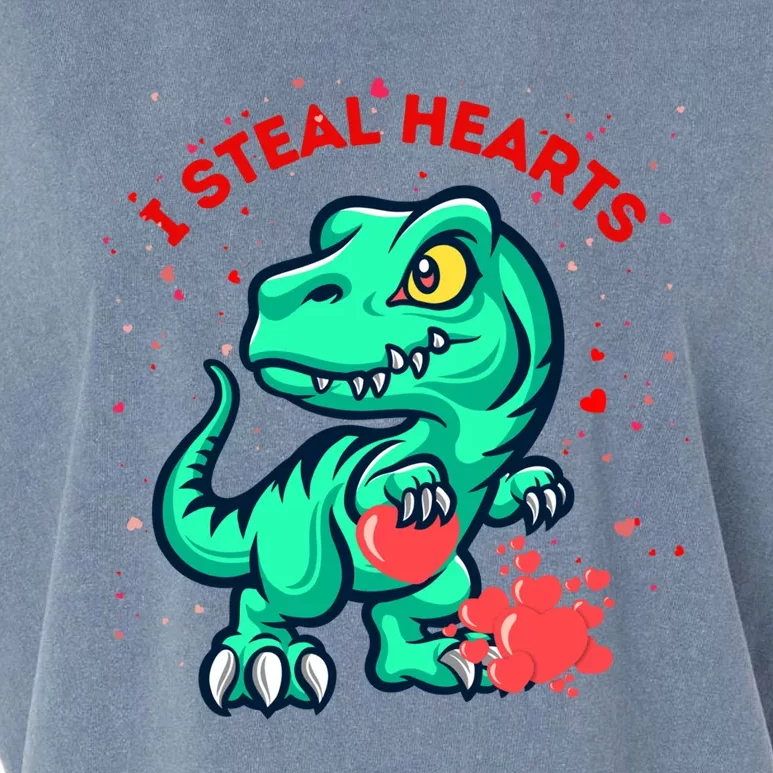 I Steal Hearts Gift Dino Dinosaur Valentines Day Gift Garment-Dyed Women's Muscle Tee