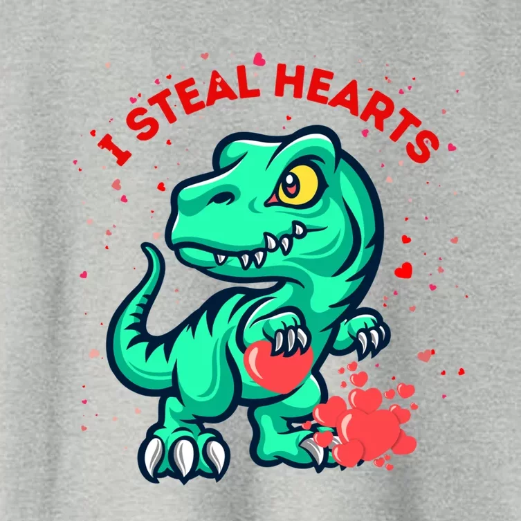 I Steal Hearts Gift Dino Dinosaur Valentines Day Gift Women's Crop Top Tee