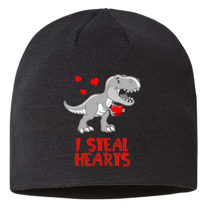 I Steal Hearts Dinosaur Valentines Day 8 1/2in Sustainable Knit Beanie