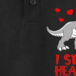 I Steal Hearts Dinosaur Valentines Day Dry Zone Grid Performance Polo