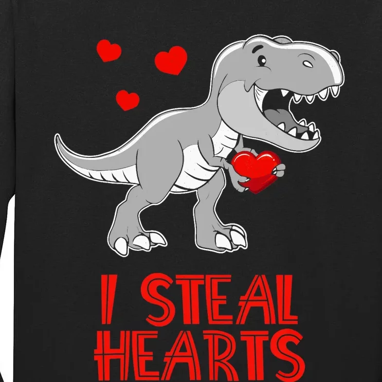 I Steal Hearts Dinosaur Valentines Day Tall Long Sleeve T-Shirt