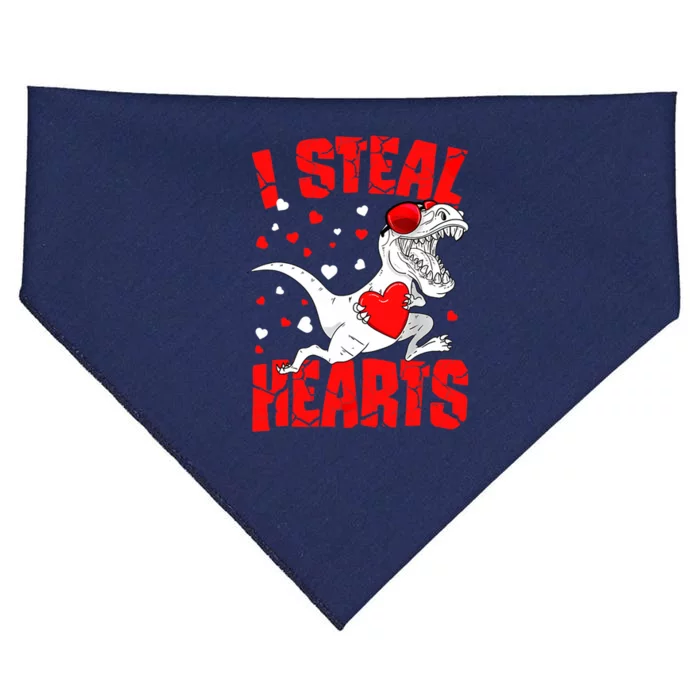 I Steal Hearts Trex Dino Baby Boy Valentines Day Gifts USA-Made Doggie Bandana