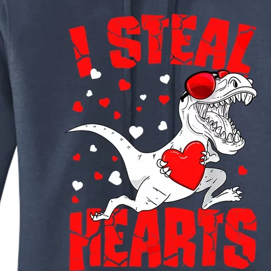 I Steal Hearts Trex Dino Baby Boy Valentines Day Gifts Women's Pullover Hoodie