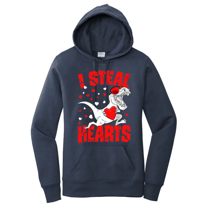 I Steal Hearts Trex Dino Baby Boy Valentines Day Gifts Women's Pullover Hoodie