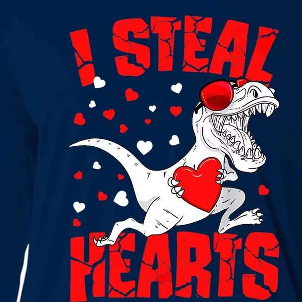 I Steal Hearts Trex Dino Baby Boy Valentines Day Gifts Cooling Performance Long Sleeve Crew